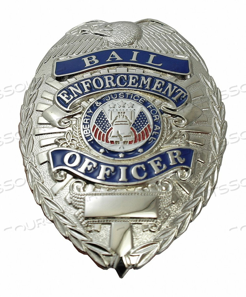 OEM#: 4133NMETAL BADGE BAIL ENF OFFICER - OVAL NCKL by Heros Pride
