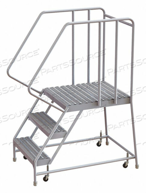OEM#: WLAR103165-D53 STEP ALUMINUM ROLLING LADDER, 16W GRIP TREAD, 28D TOP STEP, 32 HANDRAILS by Tri-Arc