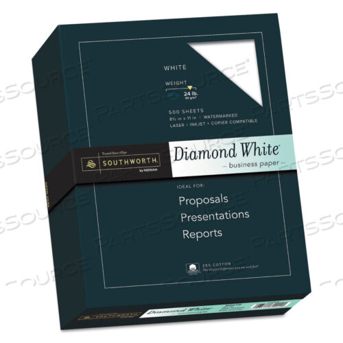 OEM#: 31-224-1025% COTTON DIAMOND WHITE BUSINESS PAPER, 95 BRIGHT, 24 LB BOND WEIGHT, 8.5 X 11, 500/REAM by SOUTHWORTH PRODUCTS CORP