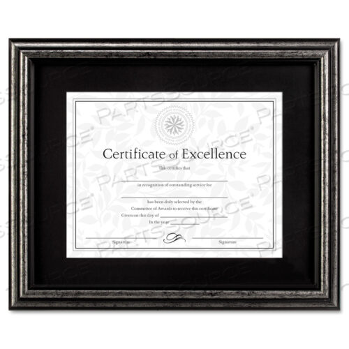 DOCUMENT FRAME, DESK/WALL, WOOD, 11 X 14 MATTED TO 8.5 X 11, ANTIQUE CHARCOAL BRUSHED FINISH