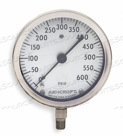 OEM#: 45-1009A 02L 600 PSIPRESSURE GAUGE 0 TO 600 PSI 4-1/2IN by Ashcroft Inc.