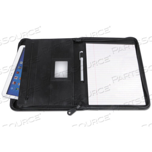 OEM#: UNV32665LEATHER TEXTURED ZIPPERED PADFOLIO WITH TABLET POCKET, 10 3/4 X 13 1/8, BLACK by Universal