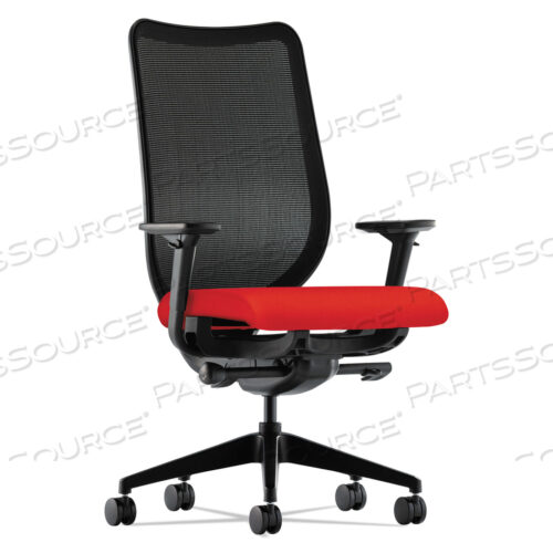 NUCLEUS SERIES WORK CHAIR, ILIRA-STRETCH M4 BACK, SUPPORTS UP TO 300 LB, 17 TO 22 SEAT HEIGHT, RED SEAT/BACK, BLACK BASE
