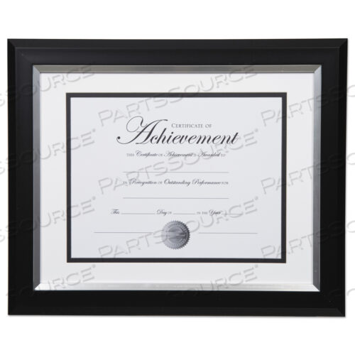 2-TONE 11 X 14 DOCUMENT FRAME, 8.5 X 11 INSERT, BLACK/SILVER FRAME, WHITE MAT
