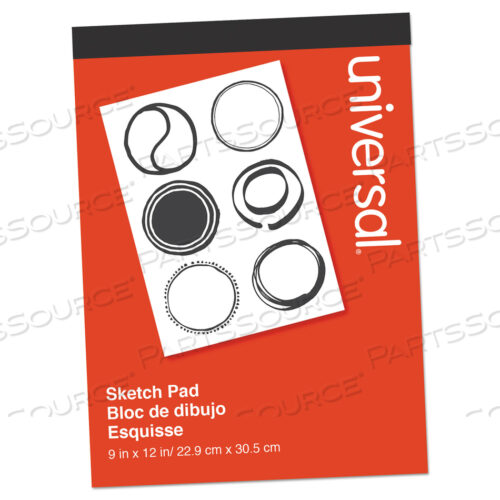 SKETCH PAD UNRULED RED COVER 70 WHITE 9 X 12 SHEETS