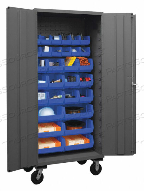OEM#: 3501M-BLP-30-5295MOBILE BIN CABINET - 30 BLUE BINS 36W X 24D X 80H by Durham Manufacturing Company