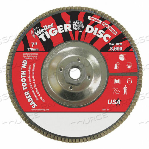 OEM#: 50140J1574 FLAP DISC CERAMIC ALUMINA 7 IN. 8600 RPM by Weiler