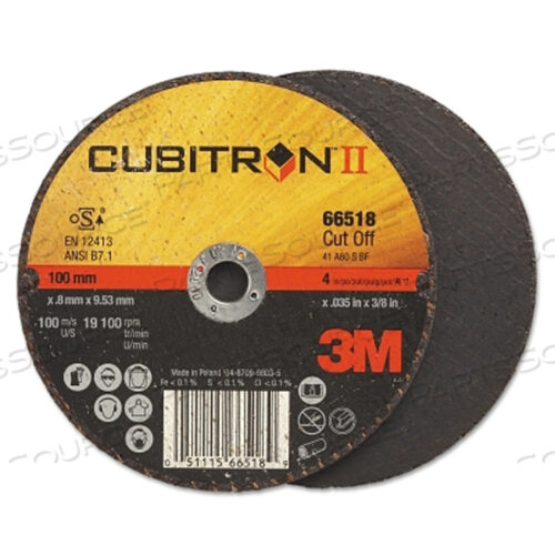 OEM#: 7100094773CUBITRON II CUT-OFF WHEEL, 4 IN DIA, 0.045 IN THICK, 60 GRIT, 19100 RPM by 3M Consumer