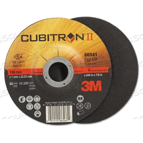 OEM#: 7100098316CUBITRON II CUT-OFF WHEEL, 6 IN DIA, 0.045 IN THICK, 36 GRIT, 10200 RPM by 3M Consumer
