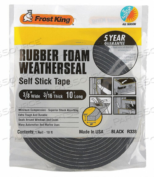 OEM#: R338HH3681 RUBBER FOAM TAPE 3/8IN.X10 FT. by Thermwell Products Co., Inc.