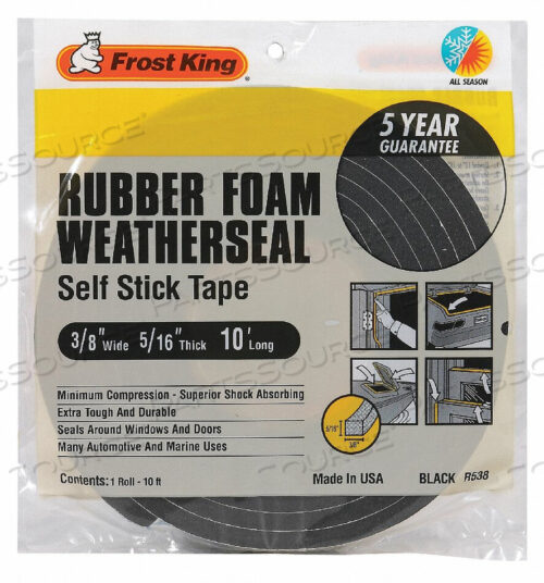 OEM#: R538HH3682 SPNGE RUBBER FOAM TAPE 3/8INX10 FT 8 MIL by Thermwell Products Co., Inc.
