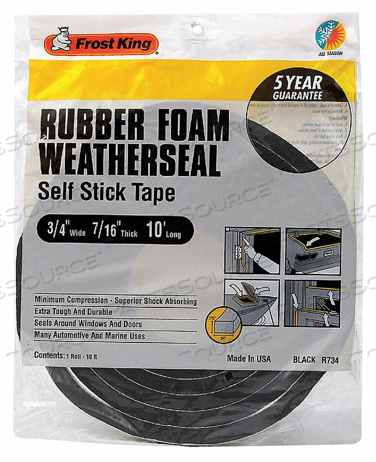 OEM#: R734HH3685 SPONGE RUBBER FOAM TAPE 3/4IN.X10 FT. by Thermwell Products Co., Inc.