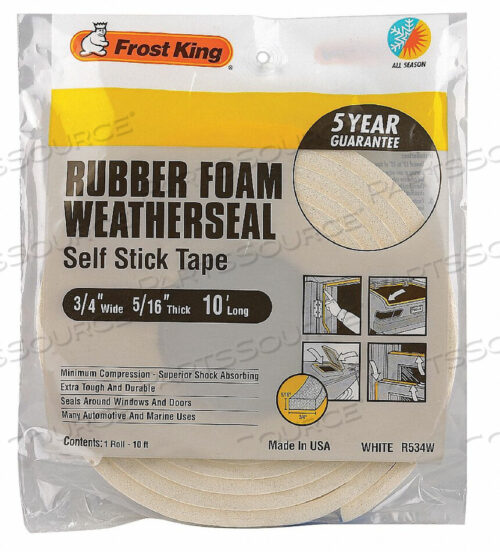 OEM#: R534WAH3683 SPNGE RUBBER FOAM TAPE 3/4INX10 FT 8 MIL by Thermwell Products Co., Inc.