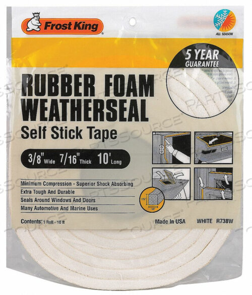 OEM#: R738WHAH3684 SPNGE RUBBER FOAM TAPE 3/8IN.X10 FT. by Thermwell Products Co., Inc.