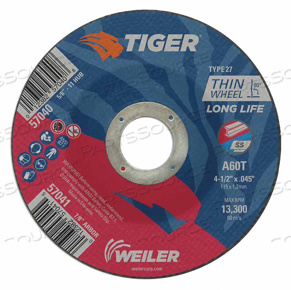 OEM#: 57040CW-4-1/2 X .045 X 5/8-11 A60T TYPE 27 by Tiger