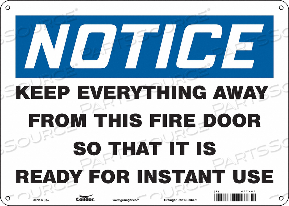 OEM#: 467V65SAFETY SIGN 10 X14 PLASTIC by Condor