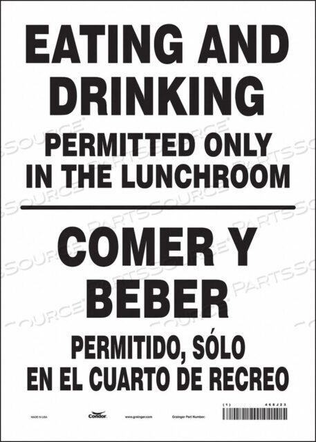 OEM#: 468J23SAFETY SIGN 10 W 14 H 0.004 THICKNESS by Condor