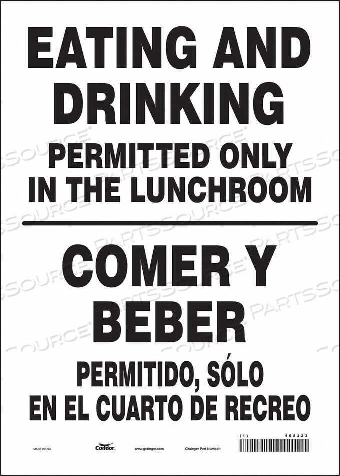 OEM#: 468J23SAFETY SIGN 10 W 14 H 0.004 THICKNESS by Condor