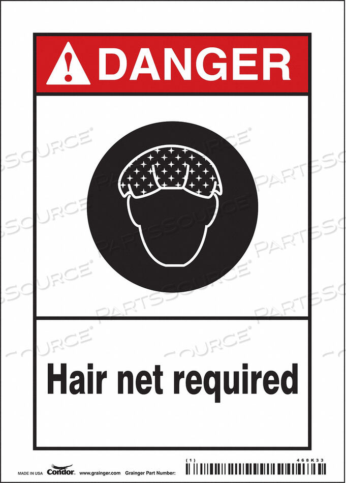 OEM#: 468K33SAFETY SIGN 5 W 7 H 0.004 THICKNESS by Condor