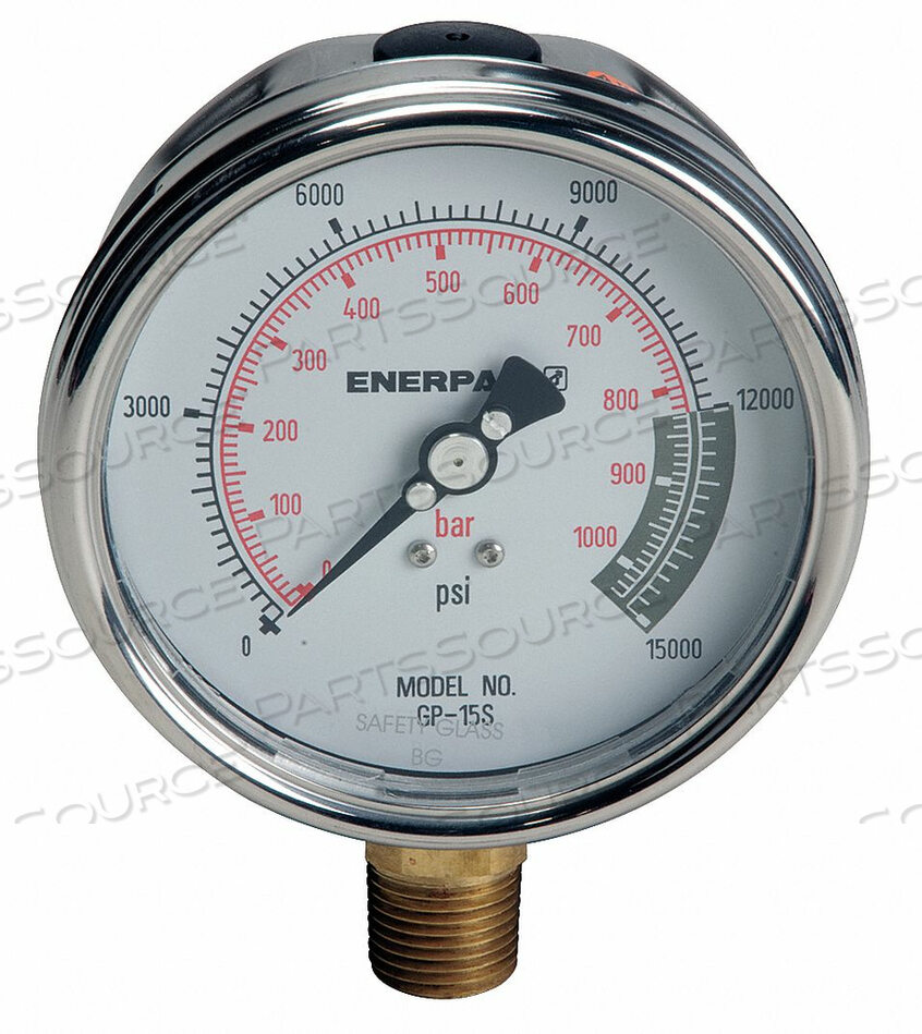 OEM#: GP15SPRESSURE GAUGE 0 TO 15000 PSI 4IN 1/2IN by Enerpac