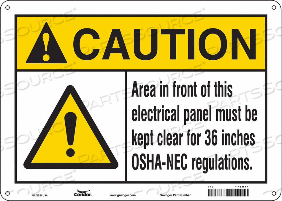 OEM#: 475N11SAFETY SIGN 14 W 10 H 0.032 THICKNESS by Condor