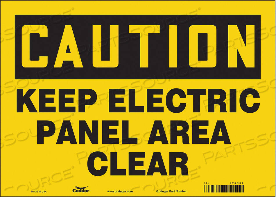 OEM#: 475N30SAFETY SIGN 14 W 10 H 0.004 THICKNESS by Condor