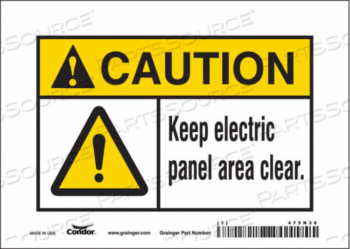 OEM#: 475N36SAFETY SIGN 7 W 5 H 0.004 THICKNESS by Condor