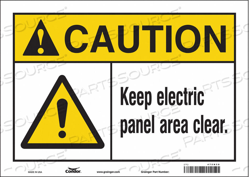 OEM#: 475N38SAFETY SIGN 14 W 10 H 0.004 THICKNESS by Condor