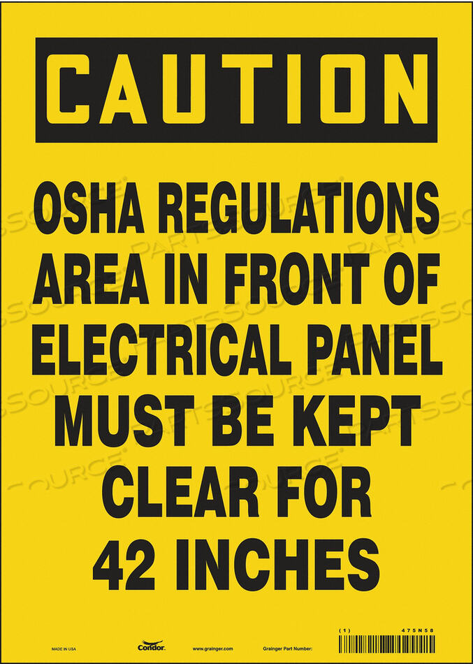 OEM#: 475N58SAFETY SIGN 10 W 14 H 0.004 THICKNESS by Condor