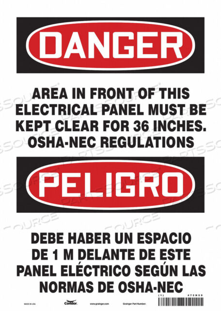 OEM#: 475N59SAFETY SIGN 10 W 14 H 0.032 THICKNESS by Condor
