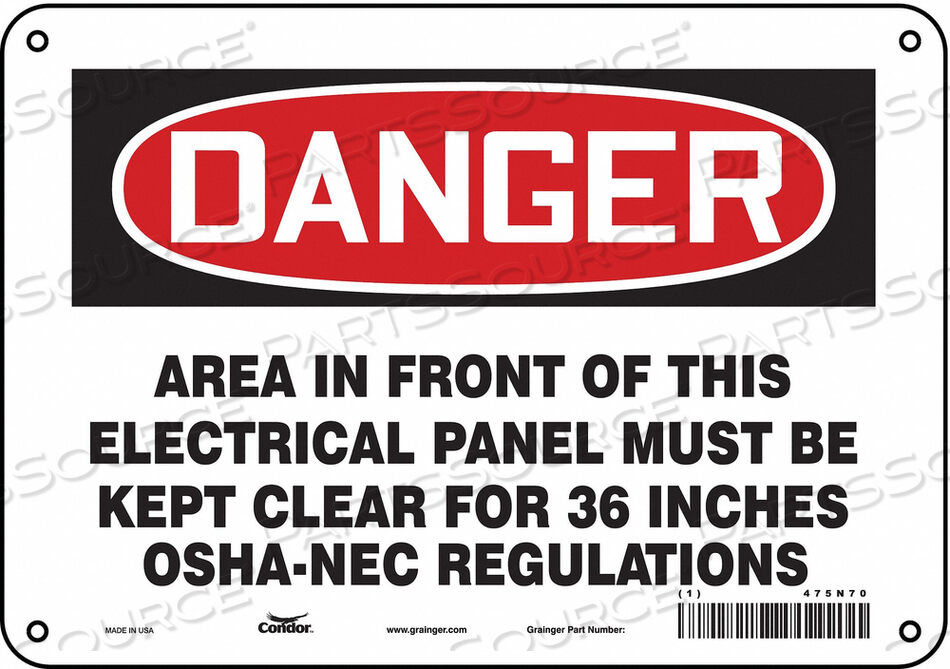 OEM#: 475N70J6911 SAFETY SIGN 10 W 7 H 0.055 THICKNESS by Condor