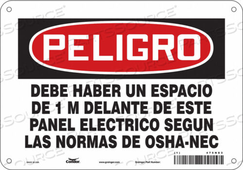 OEM#: 475N83SAFETY SIGN 10 W 7 H 0.055 THICKNESS by Condor