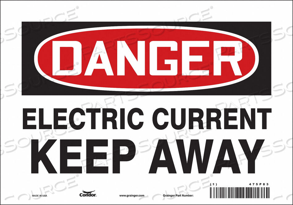 OEM#: 475P83SAFETY SIGN 10 W 7 H 0.004 THICKNESS by Condor