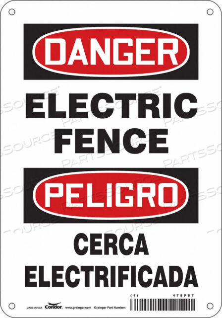 OEM#: 475P87SAFETY SIGN 7 W 10 H 0.055 THICKNESS by Condor
