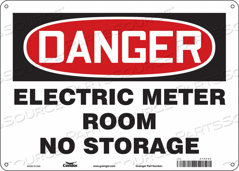 OEM#: 475P94SAFETY SIGN 14 W 10 H 0.055 THICKNESS by Condor