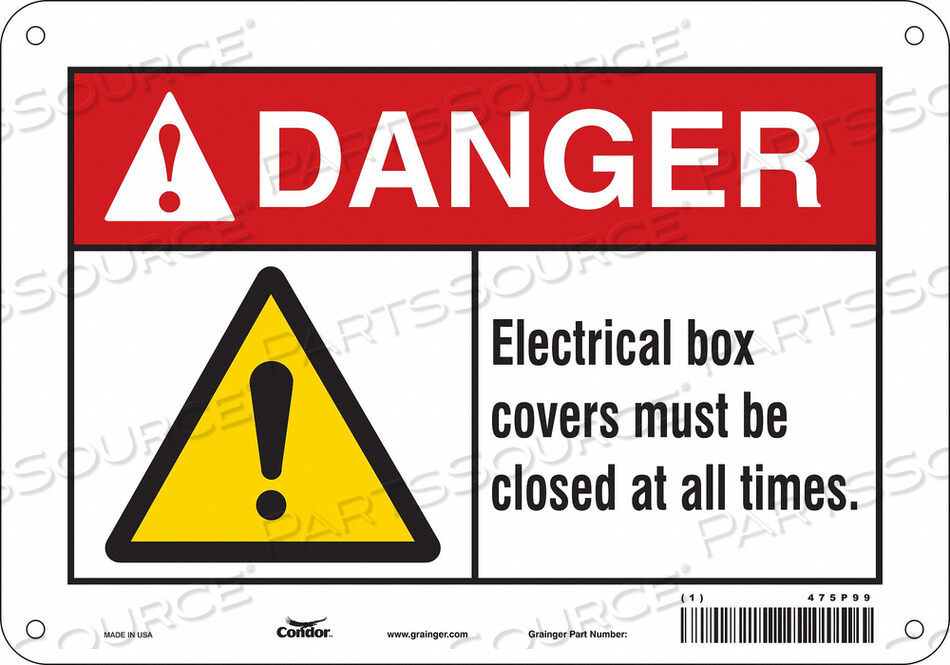 OEM#: 475P99SAFETY SIGN 10 W 7 H 0.055 THICKNESS by Condor