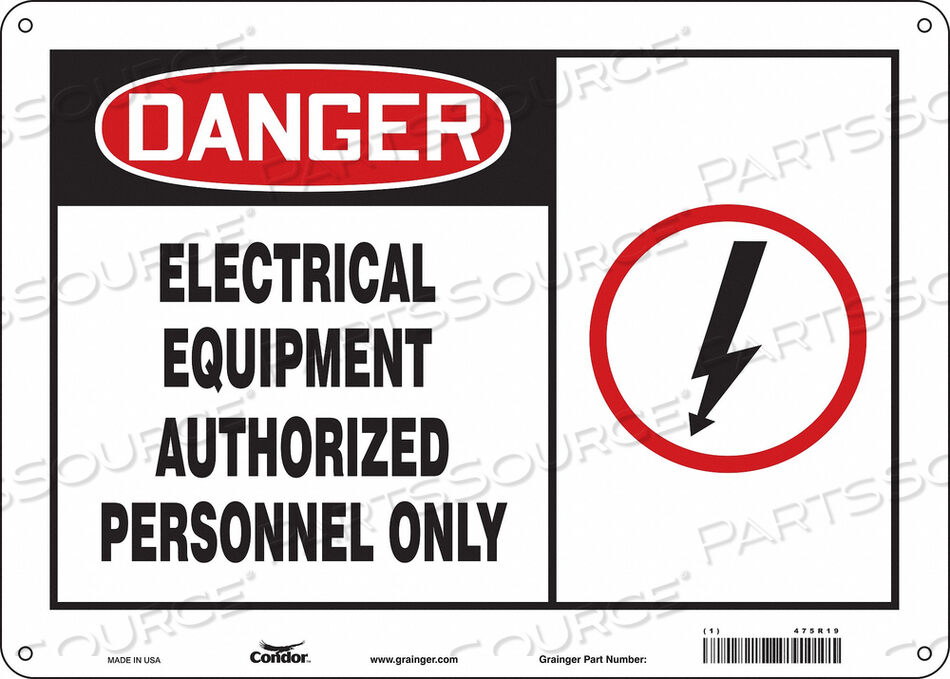OEM#: 475R19SAFETY SIGN 14 W 10 H 0.032 THICKNESS by Condor