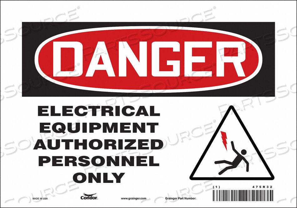 OEM#: 475R32SAFETY SIGN 10 W 7 H 0.004 THICKNESS by Condor