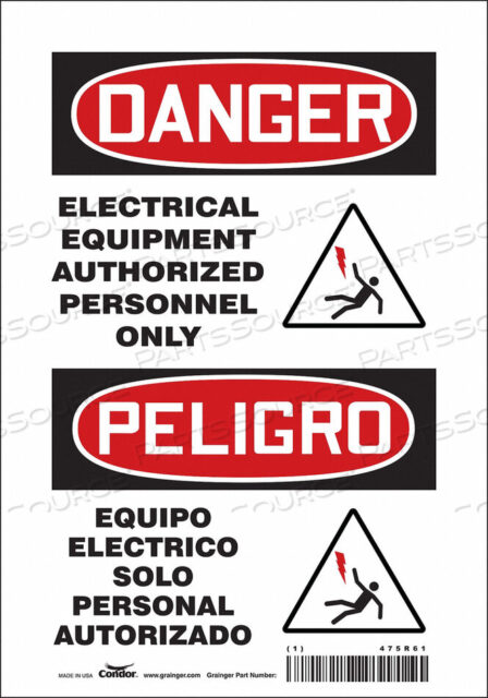 OEM#: 475R61SAFETY SIGN 7 W 10 H 0.004 THICKNESS by Condor