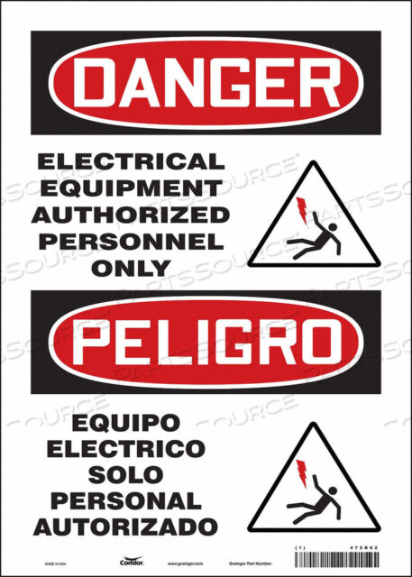 OEM#: 475R62SAFETY SIGN 10 W 14 H 0.004 THICKNESS by Condor