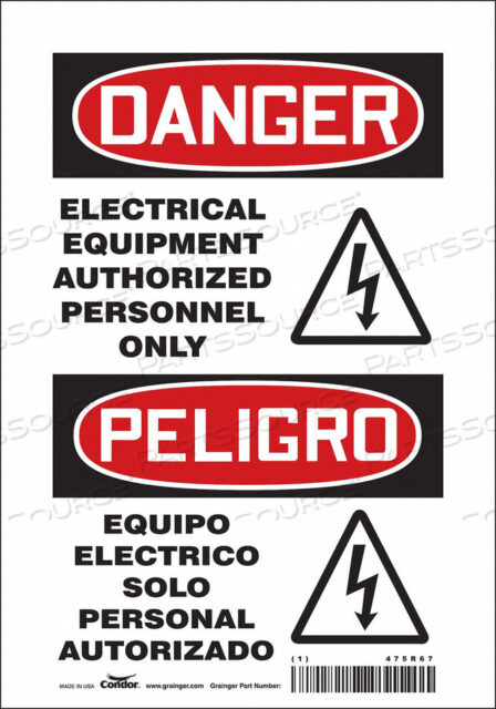OEM#: 475R67SAFETY SIGN 7 W 10 H 0.004 THICKNESS by Condor