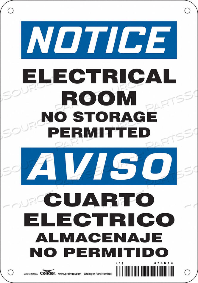 OEM#: 475U13SAFETY SIGN 7 W 10 H 0.032 THICKNESS by Condor