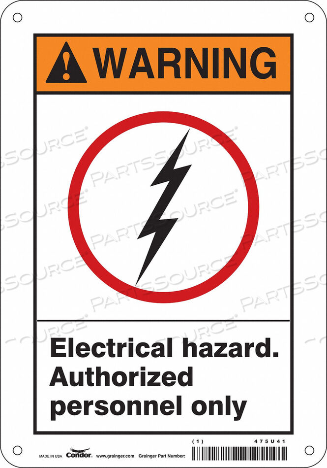 OEM#: 475U41SAFETY SIGN 7 W 10 H 0.055 THICKNESS by Condor