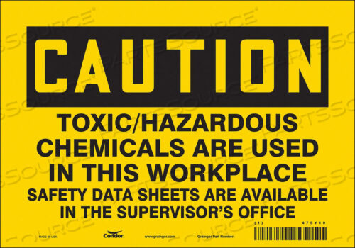 OEM#: 475Y19CHEMICAL SIGN 10 W 7 H 0.004 THICKNESS by Condor