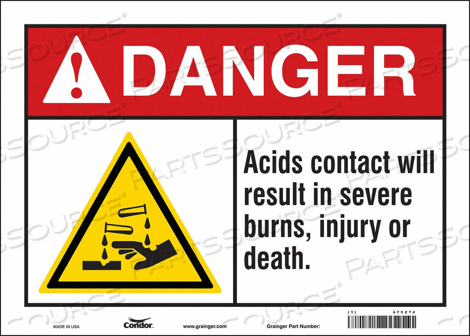 OEM#: 475Z74CHEMICAL SIGN 14 W 10 H 0.004 THICK by Condor