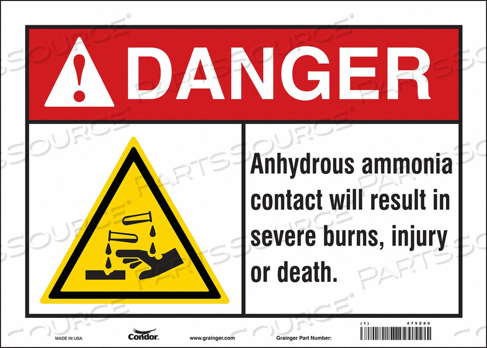 OEM#: 475Z80CHEMICAL SIGN 14 W 10 H 0.004 THICK by Condor