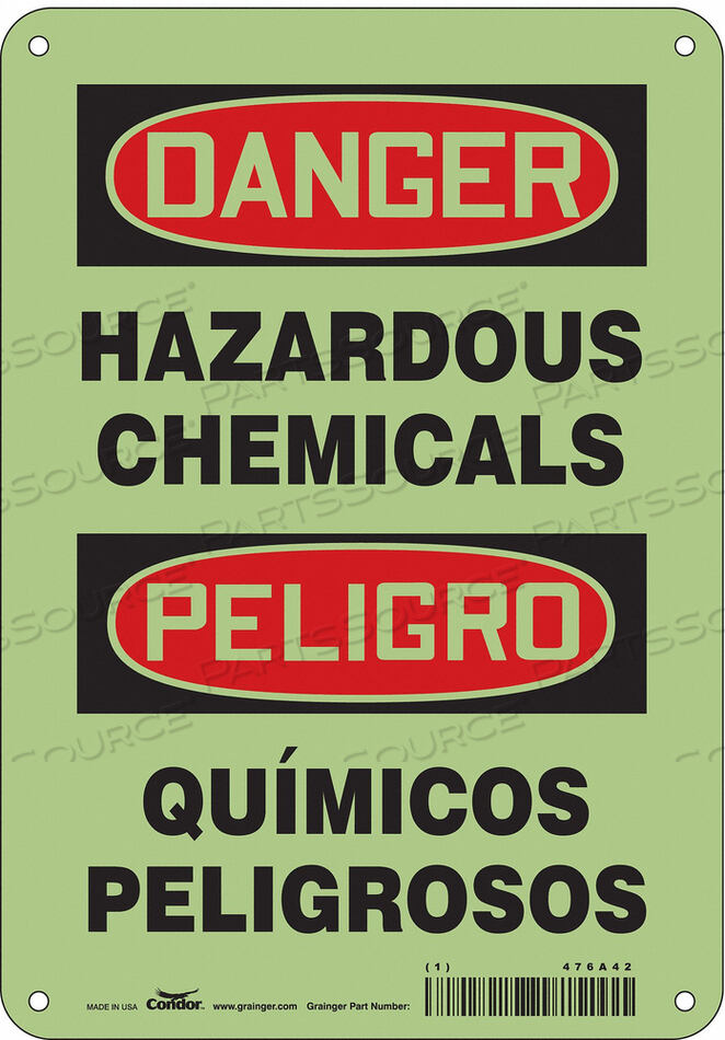 OEM#: 476A42CHEMICAL SIGN 7 W 10 H 0.070 THICKNESS by Condor