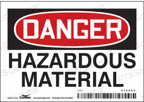 OEM#: 476A54CHEMICAL SIGN 5 W 3-1/2 H 0.004 THICK by Condor