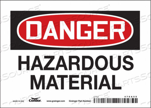 OEM#: 476A55CHEMICAL SIGN 7 W 5 H 0.004 THICKNESS by Condor