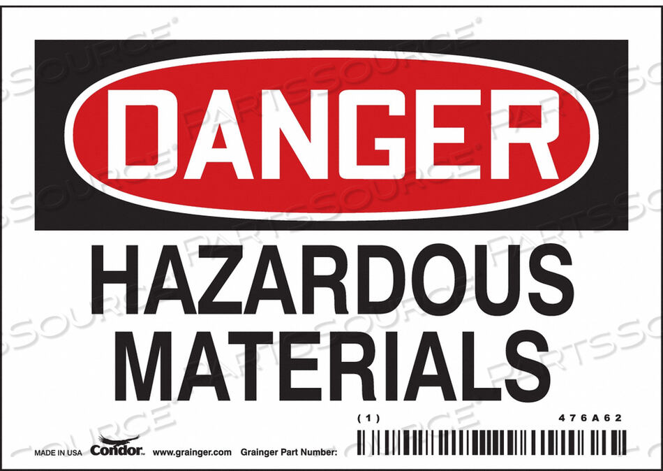 OEM#: 476A62CHEMICAL SIGN 5 W 3-1/2 H 0.004 THICK by Condor